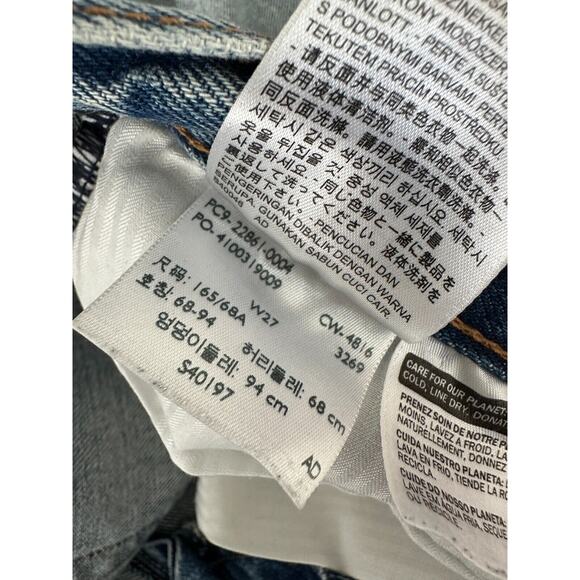 Levis White Oak Cone Denim Light Medium Wash Button Fly Distressed Slim Leg Jean - Picture 12 of 16